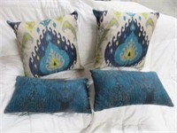 (4) MULTI-COLOR AND BLUE ACCENT PILLOWS
