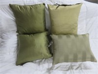 (4) OLIVE GREEN  ACCENT PILLOWS 19" X 19"
