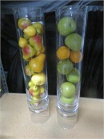 2PC GLASS PILLARS WITH FRUIT 21"T