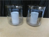 PAIR LARGE CANDLE HOLDERS 10"T X 8.5"W