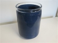 BLUE GLASS VASE 9"T X 6"W