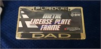 Metal Purdue plate frame "DAD"
