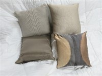 (4) TAUPE AND BEIGE DECORATOR PILLOWS