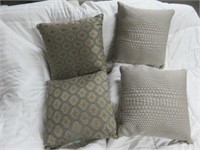 (4) QUILTED TAUPE AND GEOMETRIC DECORATOR