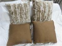 (3) TAUPE AND BEIGE AND SOLID BROWN PILLOWS