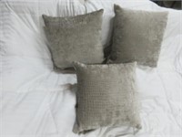 (3) TAUPE REPTILE STYLE PATTERN ACCENT PILLOWS