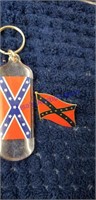 Rebel flag Keychain and pin