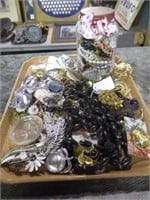 TRAY OF JEWELRY W/PINS, NECKLACES