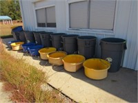 Large Group of Approx. Sixteen Trash Cans with Lid
