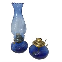 Blue Glass Oil Lamps