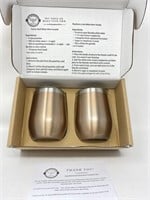 New (2) Double Wall Stainless Steel Wine Tumblers