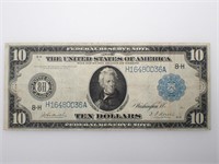 Lg Size 1914 US Jackson $10 Dollar Bill