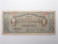 1915 Mexican One Peso Large Size Bill