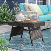 Mocha Rebello Folding Wicker Side Table