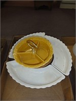 Party Serving Tray on Wooden Stand *chipped