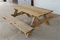 72x66x29in Picnic Table w/ Attached Benches