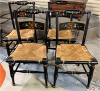Set of 4 Vintage Hand Stenciled/Painted Chairs