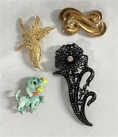 4 Assorted Brooches