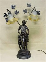 Spelter Figural Newel Post Lamp.