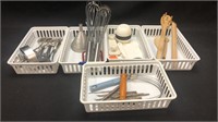 Kitchen Utensils and Organizer Baskets