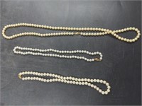 (3) 14K Clasp Pearl Necklaces