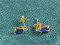 10K Sapphire/Diamond Earrings