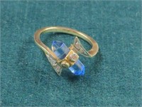 14K Diamond Ring w/Blue Stone