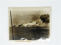 (2) WWII PHOTOS OF JAPANESE BOMBER CRASH & DIVE:
