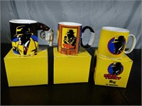 (3) Vintage Applause Dick Tracy Coffee Cups