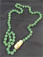 Green Jade & Carved Bone Necklace