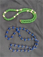 2 Necklaces Jade & Pearl