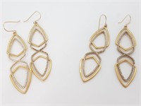 Gold Colour Earrings w/ Small Crystals (x2 Pairs)