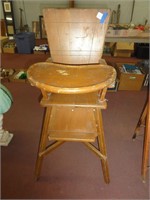 Vintage Wooden High Chair (39.5" x 20" x 18")