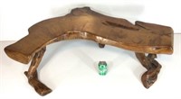 Natural Burl Wood Three Legged Coffee Table/Bench