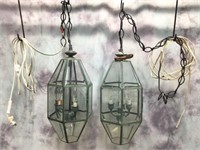 Beveled Glass Hanging Lamps -2 as is