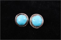 Navajo Sleeping Beauty Turquoise Sterling Earrings