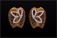 Diamond & 18k Gold Basket Clip Stud Earrings