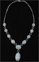 Navajo Alvin Joe Mojave Turquoise Silver Necklace