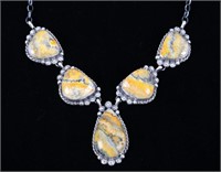 Navajo B. Lee Bumble Bee Jasper & Silver Necklace