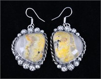 Navajo B. Lee Bumble Bee Jasper & Silver Earrings