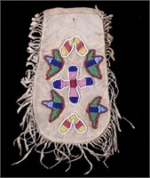 Crow (Apsaalooke) Beaded Tobacco Pouch c. 1870's