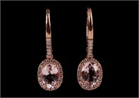 Morganite & Diamond 14K Rose Gold Earring Pair