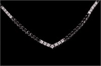 Black Diamond 14k White Gold "V" Necklace