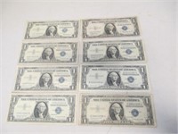 Lot of 8 $1 Silver Certificates - As Shown