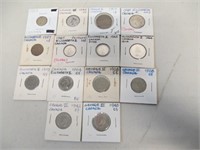 14 Carded Vintage Canada Canadian Coins -
