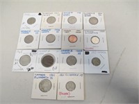 Lot of 14 Carded Vintage Canada Canadian Coins Som