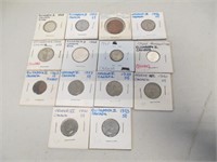 Lot of 14 Carded Vintage Canada Canadian Coins Som