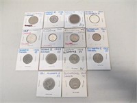 Lot of 14 Carded Vintage Canada Canadian Coins Som