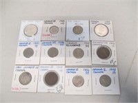 Lot of 12 Carded Vintage Canada Canadian Coins Som