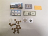 Coin & Currency Lot - Silver Certificate, Wheat